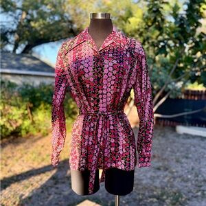 Vintage 1970s Alice Stuart Floral Dagger Collar Button Down Blouse